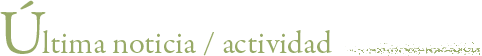 Última noticia / Actividad